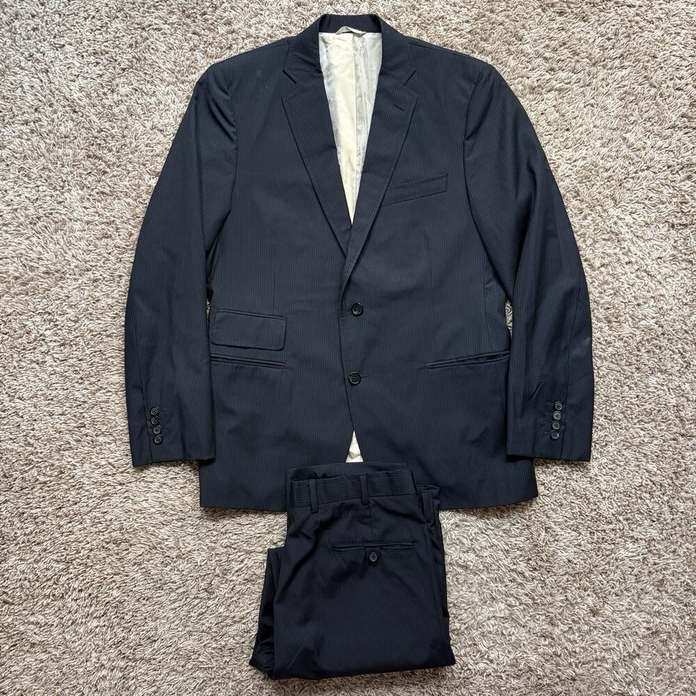 Billy Reid Heirloom Striped Black Wool Suit Two Piece Mens Size 42R Pants 35x30